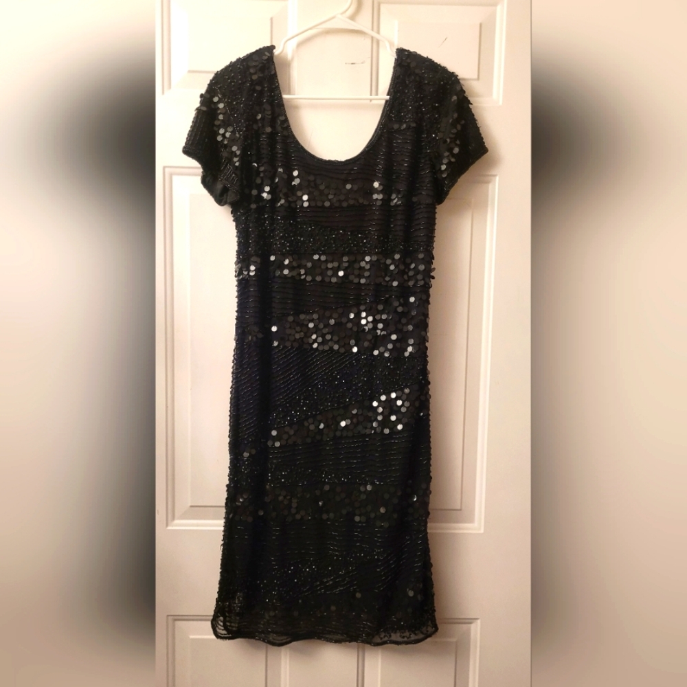 Pisarro Nights Black and Silver Sequin Mini Dress